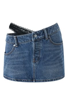 Женская джинсовая юбка ALEXANDER WANG синего цвета, арт. 4DC1255614 | Фото 1 (Длина Ж (юбки, платья, шорты): Мини; Материал сплава: Проставлено; Драгоценные камни: Проставлено; Стили: Гранж; Кросс-КТ: Деним; Материал внешний: Деним, Хлопок)