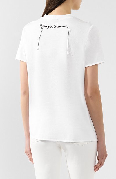 Хлопковая футболка GIORGIO ARMANI белого цвета по цене 52800 руб., арт. 3GAM61/AJEJZ, фото 4 Хлопковая футболка GIORGIO ARMANI, арт. 3GAM61/AJEJZ, фото 4