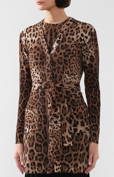 Шерстяной кардиган DOLCE & GABBANA леопардового цвета по цене 243500 руб., арт. FX560T/JAHHG, фото 3 Шерстяной кардиган DOLCE & GABBANA, арт. FX560T/JAHHG, фото 3