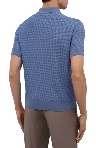Поло из хлопка и шелка BRIONI голубого цвета по цене 104500 руб., арт. UMR200/P1K02, фото 4 Поло из хлопка и шелка BRIONI, арт. UMR200/P1K02, фото 4