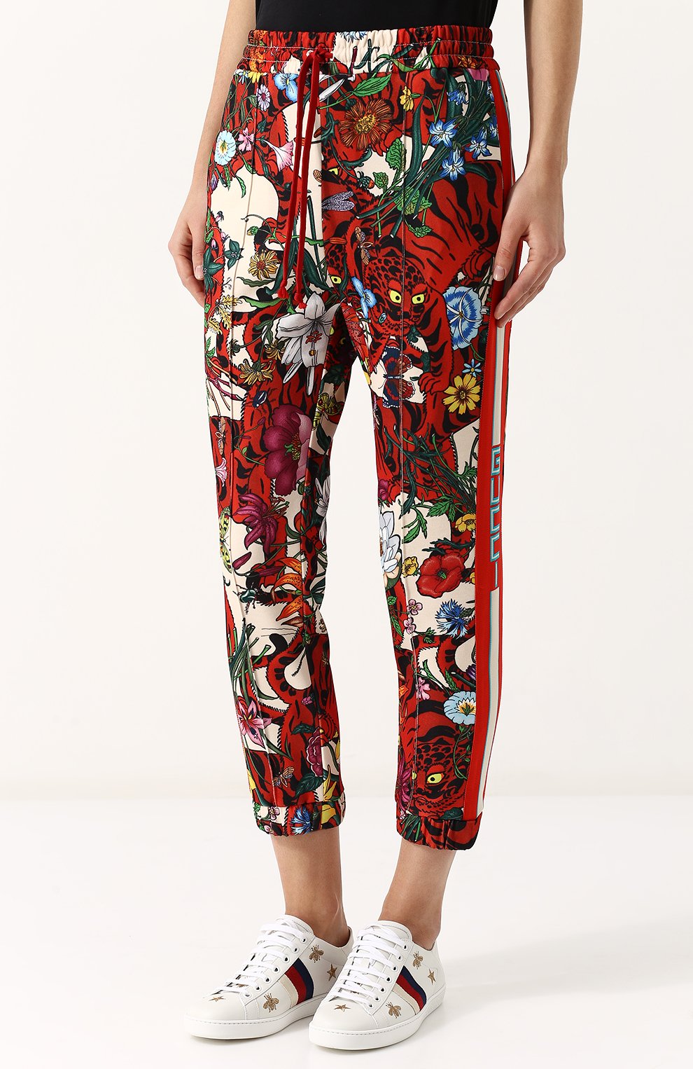 Укороченные брюки с принтом и эластичным по ясом GUCCI, арт. 489720/X9N76, фото 3