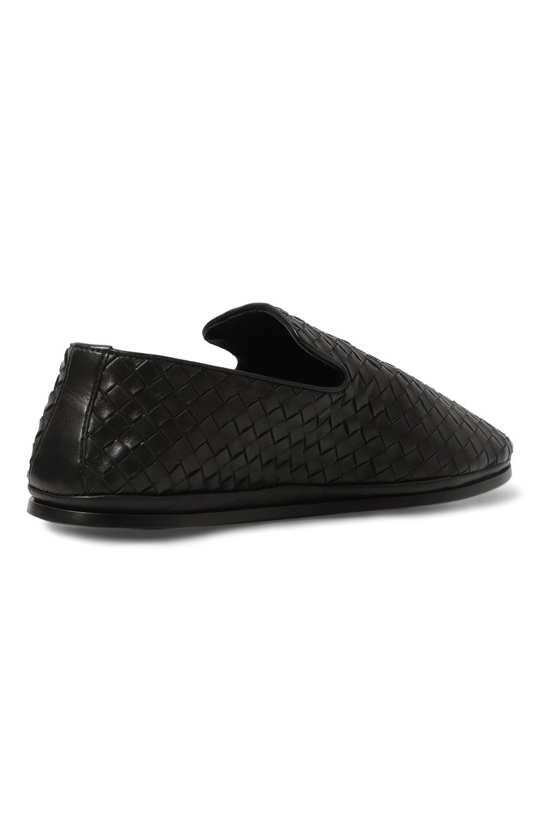 Мужские кожаные слиперы BOTTEGA VENETA черного цвета, арт. 730275/V2ED0 | Фото 5 (Нос: Не проставлено; Материал внутренний: Натуральная кожа; Стили: Кэжуэл; Мужское Кросс-КТ: Слиперы-обувь; Материал внешний: Натуральная кожа)