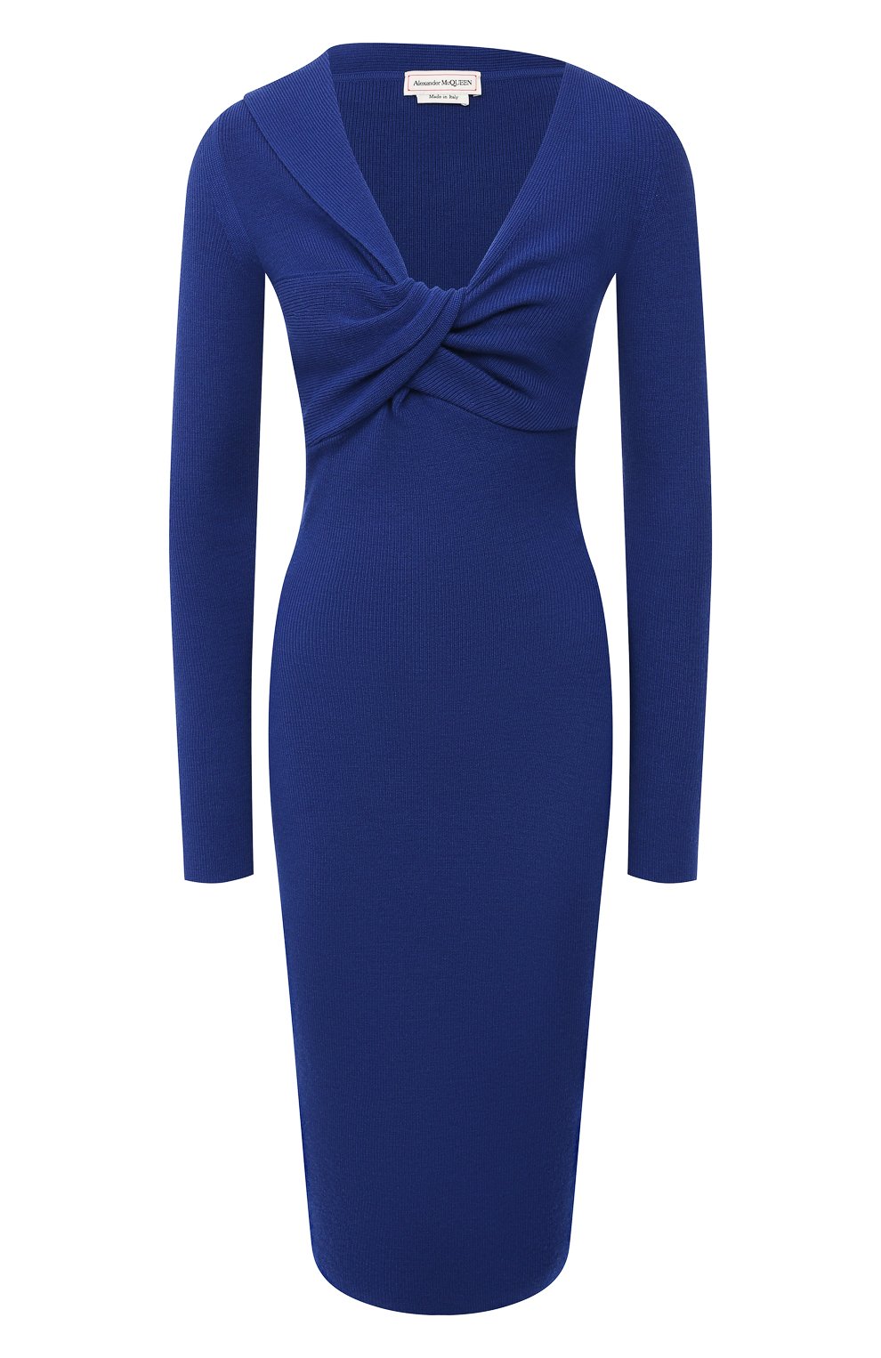 Шерстяное платье ALEXANDER MCQUEEN синего цвета по цене 155500 руб., арт. 650269/Q1AR9, фото 1 Шерстяное платье ALEXANDER MCQUEEN, арт. 650269/Q1AR9, фото 1