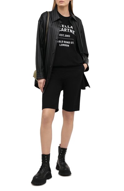 Хлопковая футболка STELLA MCCARTNEY черного цвета по цене 24450 руб., арт. 601849/SMP86, фото 2 Хлопковая футболка STELLA MCCARTNEY, арт. 601849/SMP86, фото 2