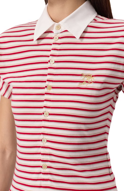 Хлопковое поло Golden Goose Deluxe Brand GWP02189.P001893 Красный  GWP02189.P001893 Фото 5