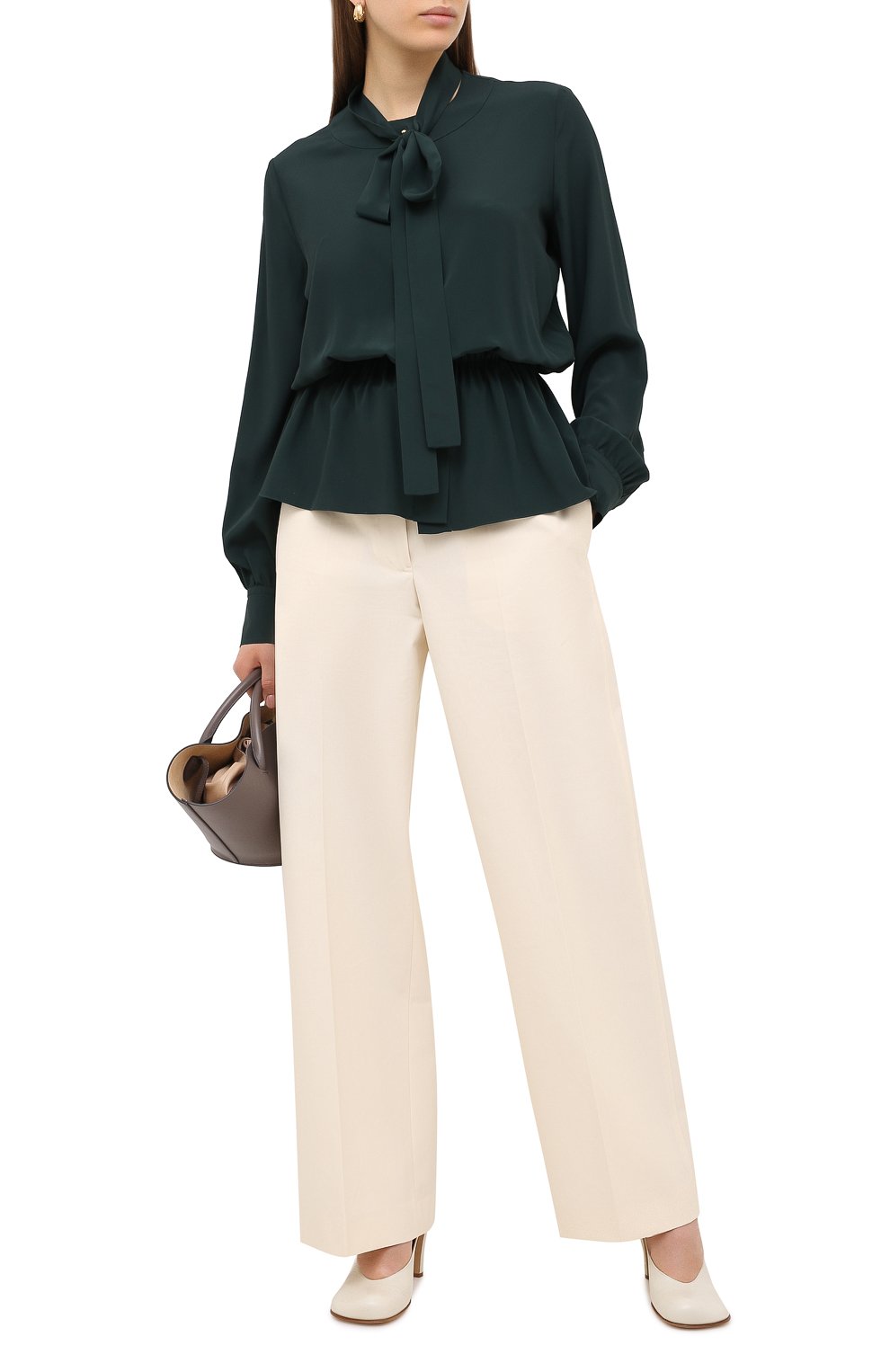 Блузка LANVIN зеленого цвета по цене 94350 руб., арт. RW-T0600U-4562-A20, фото 2 Блузка LANVIN, арт. RW-T0600U-4562-A20, фото 2