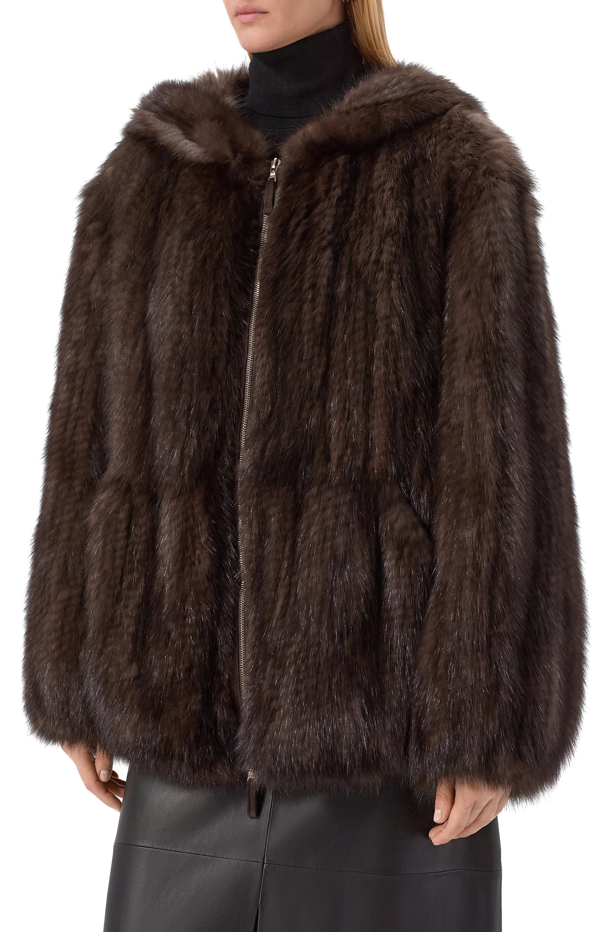 Шуба из вязаного соболя MVST, арт. M005/SABLE FARM NO SILVER, фото 3