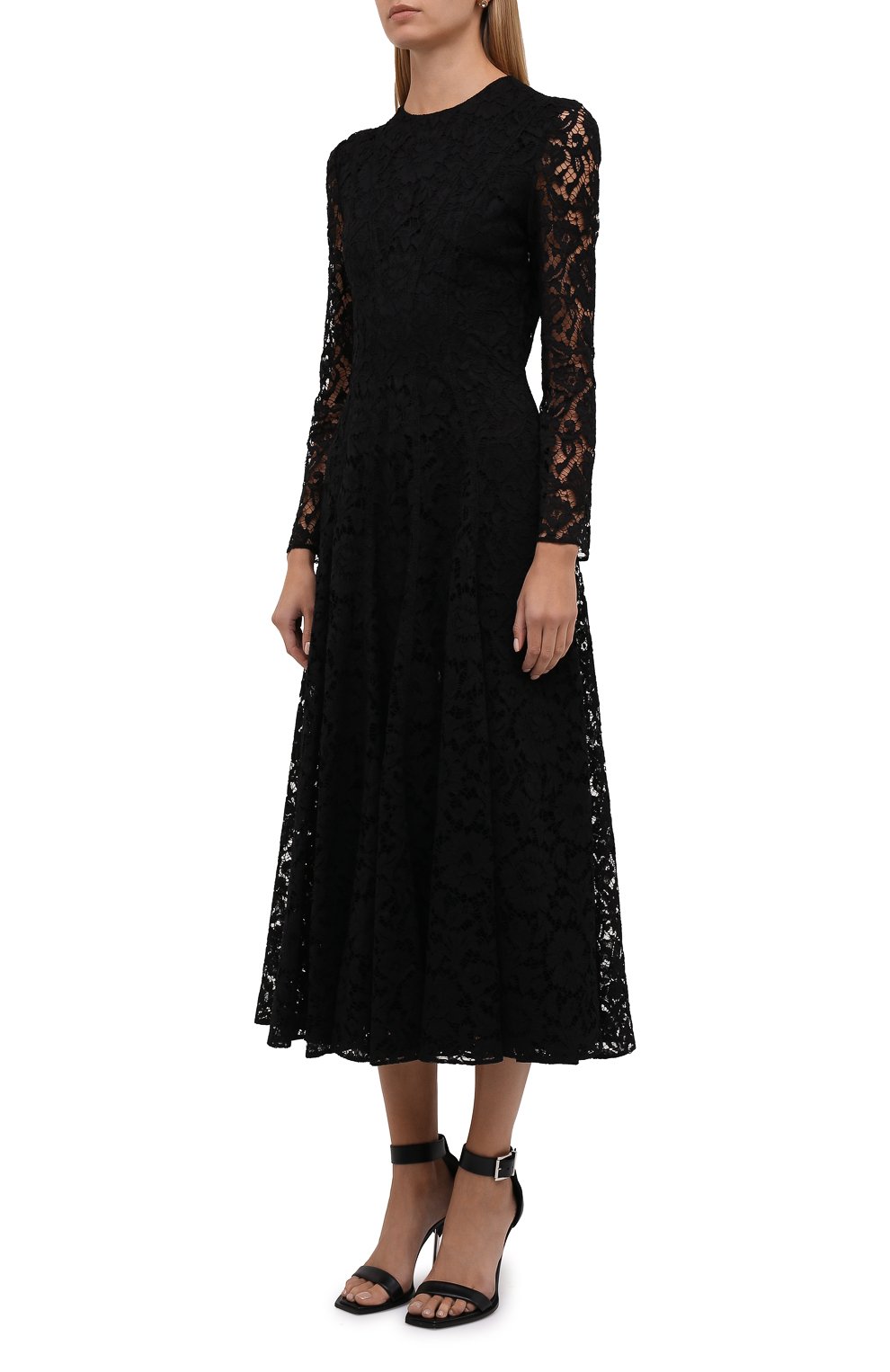 Платье из вискозы и хлопка VALENTINO черного цвета по цене 472500 руб., арт. WB3VAWM21EC, фото 3 Платье из вискозы и хлопка VALENTINO, арт. WB3VAWM21EC, фото 3