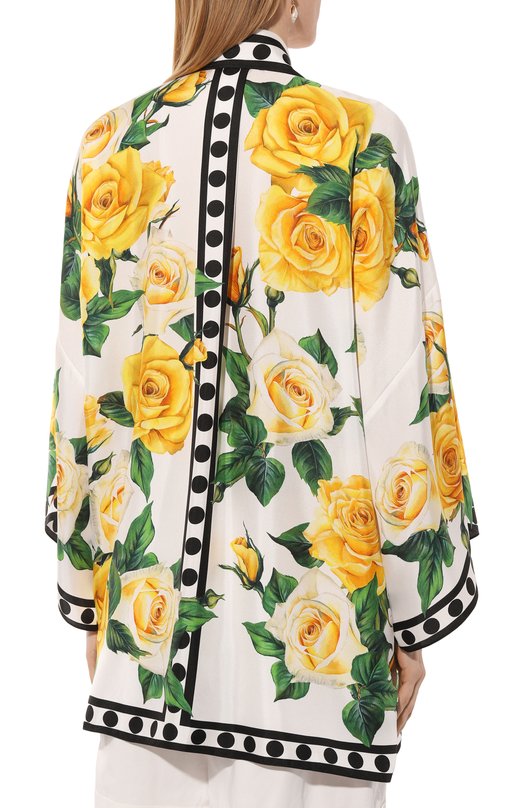 Шелковая блузка Dolce & Gabbana F5Q42T/GDA9C Жёлтый  F5Q42T/GDA9C Фото 4