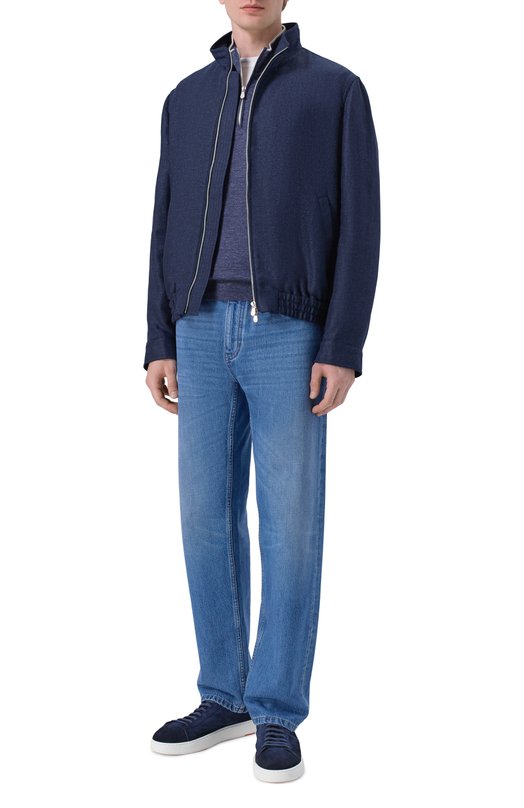 Джемпер из кашемира и шелка Brunello Cucinelli MHS805904 Синий  MHS805904 Фото 2