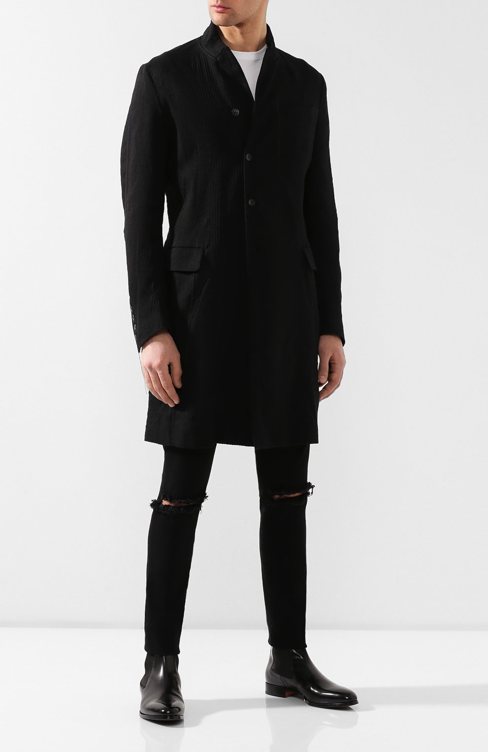 Пальто из смеси льна и хлопка MASNADA черного цвета по цене 79950 руб., арт. M2210, фото 2 Пальто из смеси льна и хлопка MASNADA, арт. M2210, фото 2