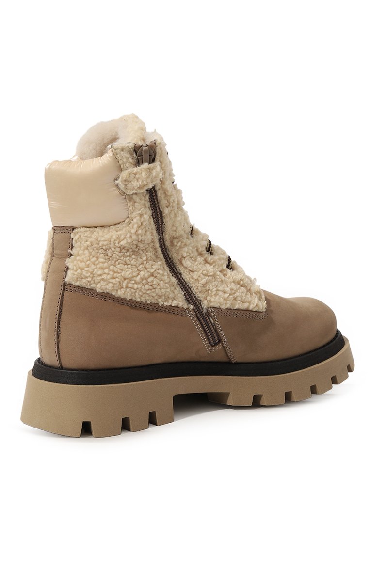 Детские ботинки JARRETT светло-бежевого цвета, арт. J3TR196A/LEATHER/M0NT0NE BEIGE/27-34 | Фото 3 (Материал утеплителя: Натуральный мех; Материал сплава: Проставлено; Материал внешний: Текстиль, Натуральная кожа; Нос: Не проставлено; Кросс-КТ: хайкеры; Девочки Кросс-КТ: Обувь-зимняя)