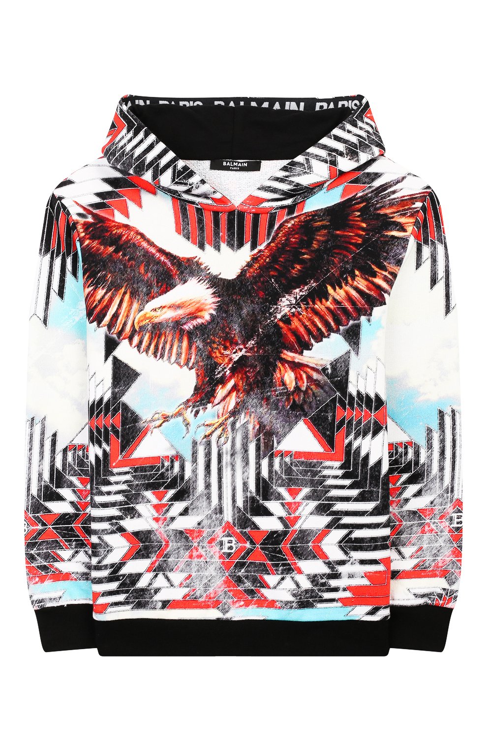 Хлопковое худи BALMAIN разноцветного цвета по цене 48350 руб., арт. 6M4730/MX120/4-10, фото 1 Хлопковое худи BALMAIN, арт. 6M4730/MX120/4-10, фото 1