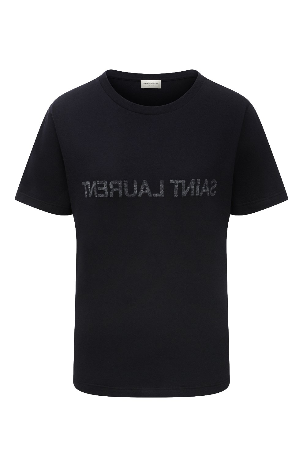 Хлопковая футболка SAINT LAURENT темно-синего цвета по цене 36050 руб., арт. 665234/Y36HE, фото 1 Хлопковая футболка SAINT LAURENT, арт. 665234/Y36HE, фото 1
