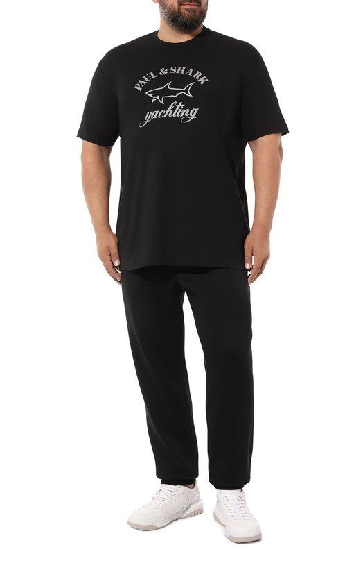 Хлопковая футболка Paul&Shark 11311628/3XL-6XL Чёрный  11311628/3XL-6XL Фото 2