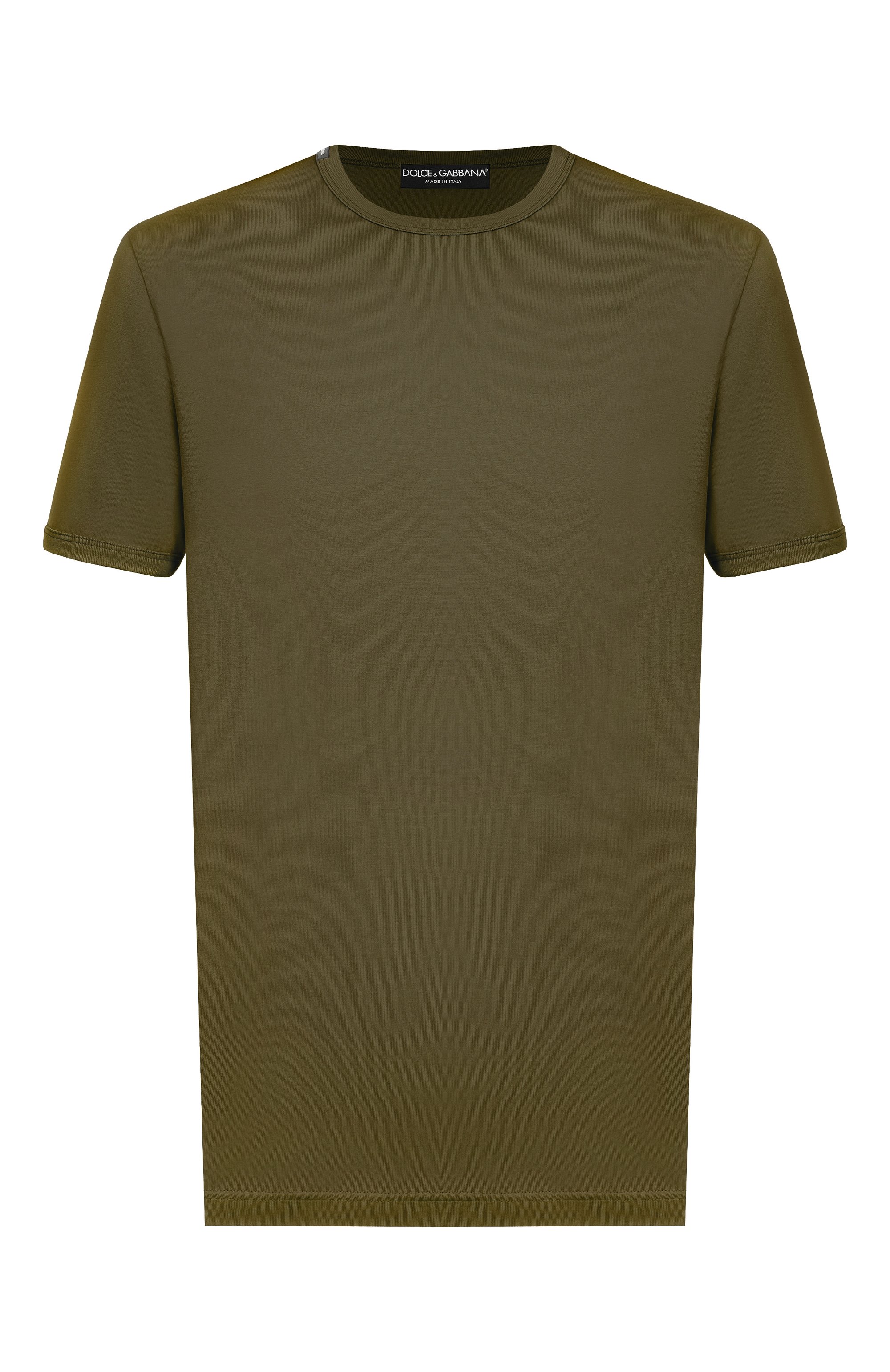 Хлопковая футболка DOLCE & GABBANA хаки цвета по цене 39050 руб., арт. G8JX7T/G7P1A, фото 1 Хлопковая футболка DOLCE & GABBANA, арт. G8JX7T/G7P1A, фото 1