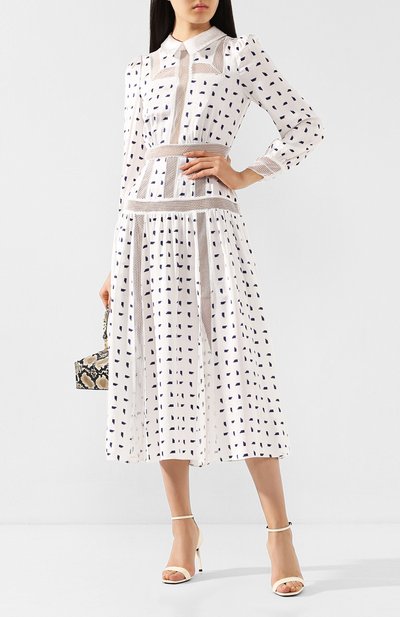 Платье-миди SELF-PORTRAIT белого цвета по цене 52100 руб., арт. RS20-023, фото 2 Платье-миди SELF-PORTRAIT, арт. RS20-023, фото 2