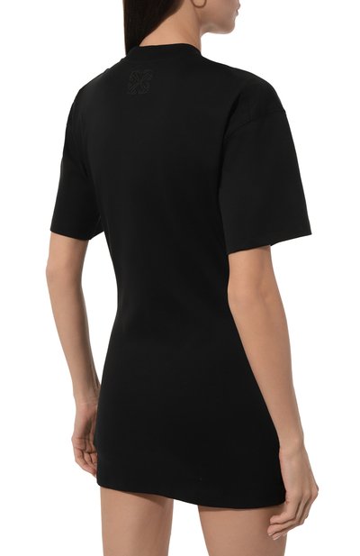 Хлопковое платье OFF-WHITE черного цвета по цене 63500 руб., арт. 0WDB514S24JER001, фото 4 Хлопковое платье OFF-WHITE, арт. 0WDB514S24JER001, фото 4