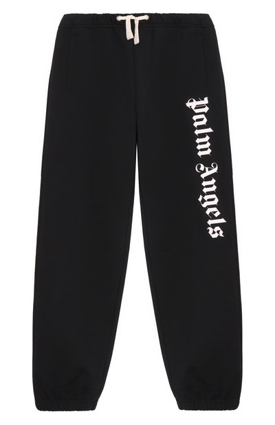 Детские хлопковые джоггеры PALM ANGELS черного цвета по цене 15950 руб., арт. PGCH008S26FLE001 | Фото 1 Хлопковые джоггеры PALM ANGELS, арт. PGCH008S26FLE001