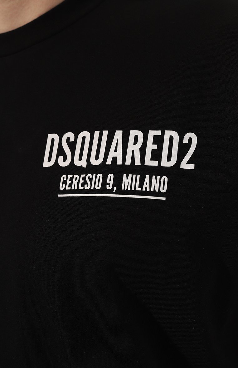 Мужская хлопковая футболка DSQUARED2 черного цвета, арт. S71GD1116/D20014 | Фото 5 (Рукава: Короткие; Длина (для топов): Стандартные; Принт: С принтом; Материал сплава: Проставлено; Материал внешний: Хлопок; Драгоценные камни: Проставлено; Стили: Кэжуэл)