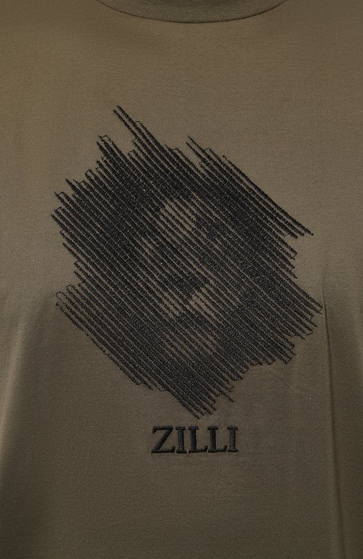 Хлопковая футболка Zilli TSR001M0110VLIST0M Хаки  TSR001M0110VLIST0M Фото 5
