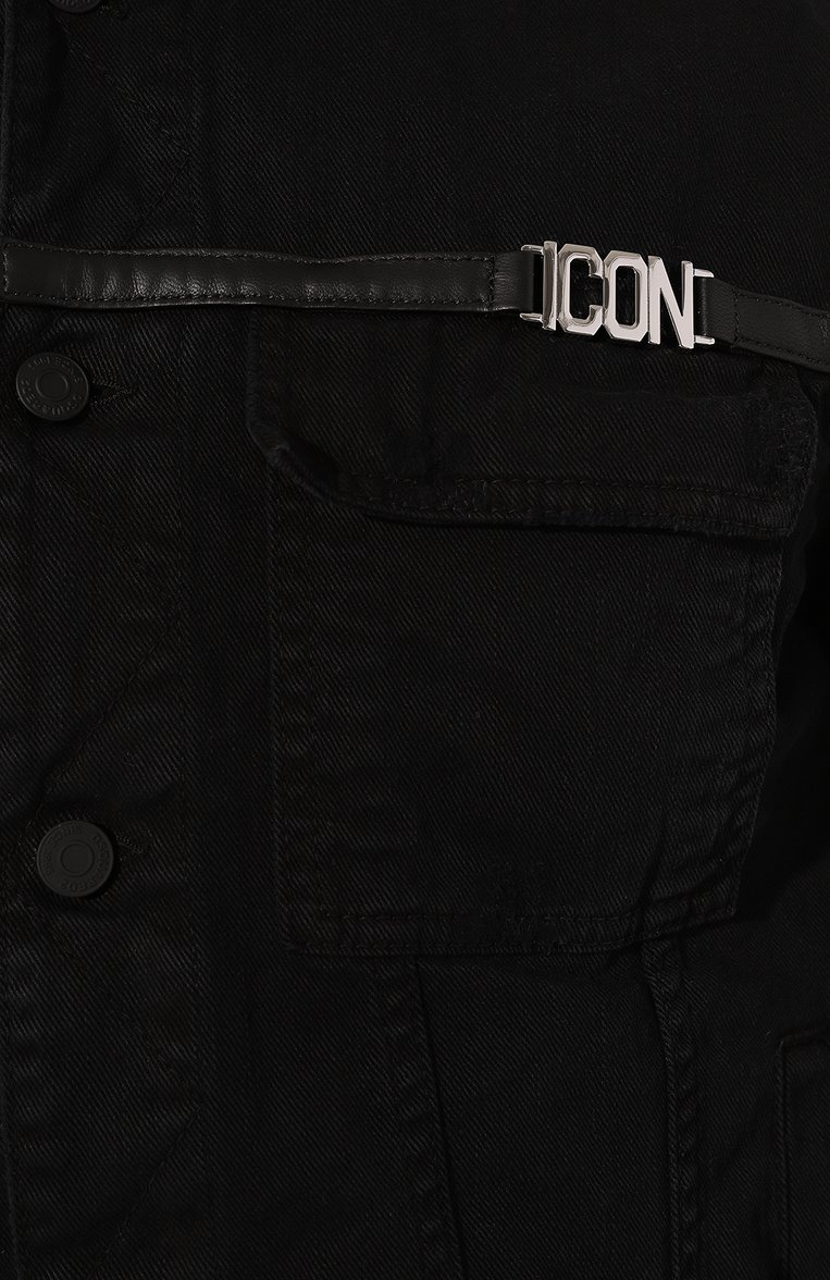 Мужская джинсовая куртка icon DSQUARED2 черного цвета, арт. S79AM0052/S47925 | Фото 5 (Рукава: Длинные; Материал внешний: Хлопок, Деним; Длина (верхняя одежда): Короткие; Кросс-КТ: Куртка, Деним, Легкие; Стили: Кэжуэл)