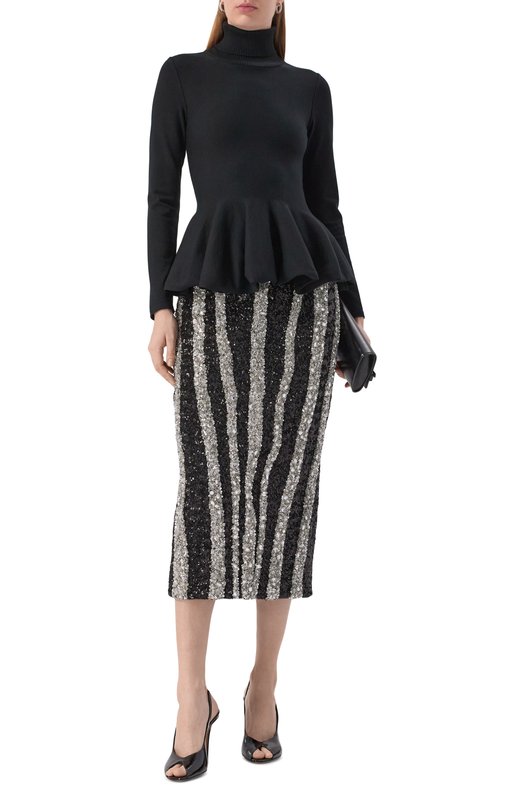 Юбка с отделкой из пайеток Balmain FF0LD520/PD22 Чёрный  FF0LD520/PD22 Фото 2