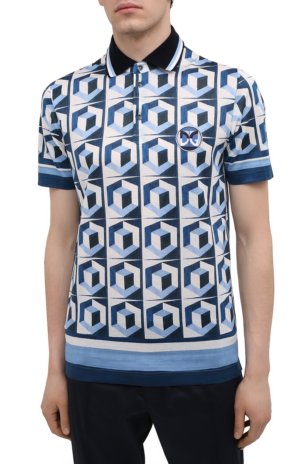Хлопковое поло DOLCE & GABBANA голубого цвета по цене 59950 руб., арт. G8LW6Z/FI70I, фото 3 Хлопковое поло DOLCE & GABBANA, арт. G8LW6Z/FI70I, фото 3