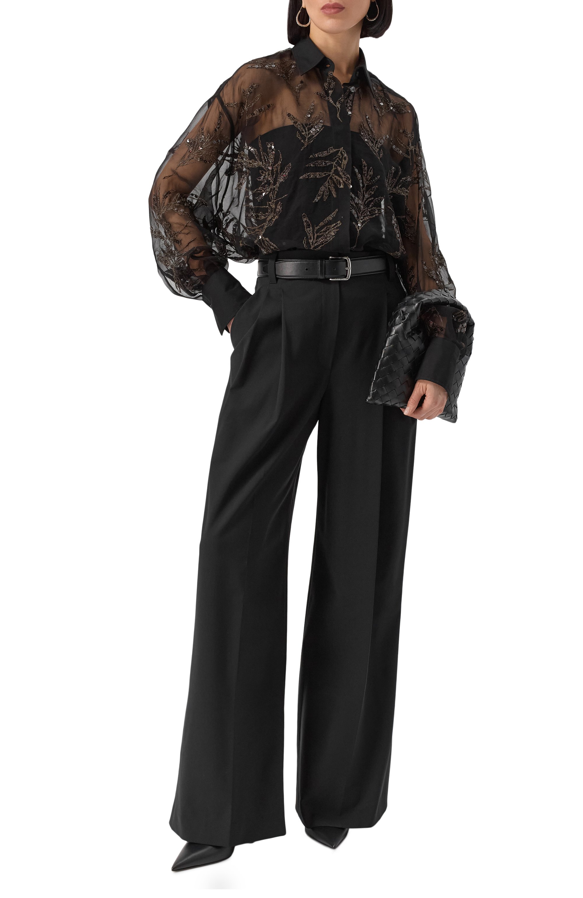 Шелковая блузка BRUNELLO CUCINELLI черного цвета по цене 468500 руб., арт. MF940HH626, фото 2 Шелковая блузка BRUNELLO CUCINELLI, арт. MF940HH626, фото 2