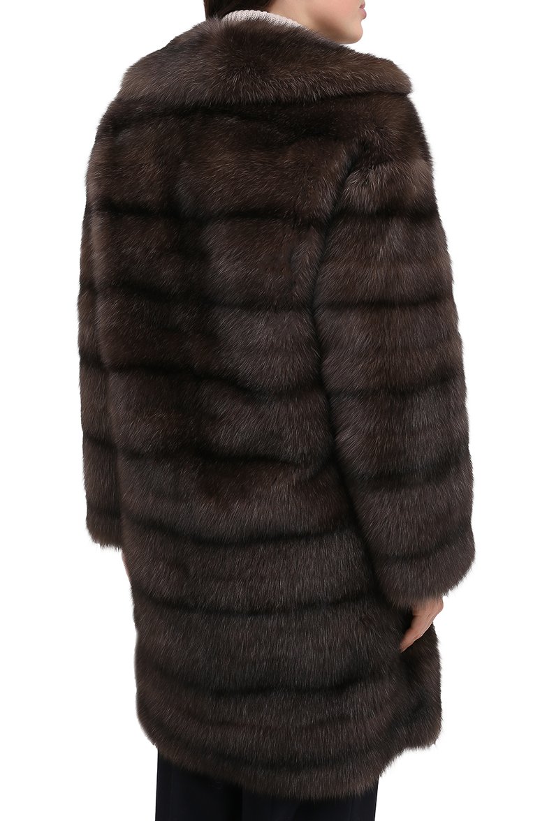 Женская шуба из соболя VALENTINO коричневого цвета, арт. UF3FAA893DF | Фото 4 (Рукава: Длинные; Материал внешний: Натуральный мех; Материал подклада: Шелк; Длина (верхняя одежда): До середины бедра; Женское Кросс-КТ: Мех; Стили: Классический; Кросс-КТ: Куртка; Автоматизация состава: Проставлено; Автоматизация ТО: Проставлено)