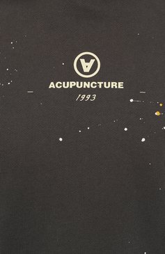 Мужской хлопковое худи ACUPUNCTURE темно-серого цвета, арт. M113U31250121 | Фото 5 (Рукава: Длинные; Длина (для топов): Стандартные; Принт: С принтом; Мужское Кросс-КТ: Худи-одежда; Материал сплава: Проставлено; Материал внешний: Хлопок; Стили: Спорт-шик; Драгоценные камни: Проставлено)