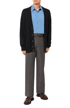 Мужские шерстяные брюки PRADA темно-серого цвета, арт. UP0178-10EA-F0480-221 | Фото 2 (Длина (брюки, джинсы): Стандартные; Материал внешний: Шерсть; Случай: Формальный; Стили: Классический; Материал сплава: Проставлено; Драгоценные камни: Проставлено; Нос: Не проставлено)