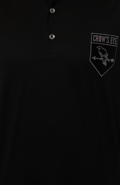 Хлопковое поло CROW’S EYE черного цвета по цене 19010 руб., арт. L.E.1, фото 5 Хлопковое поло CROW’S EYE, арт. L.E.1, фото 5