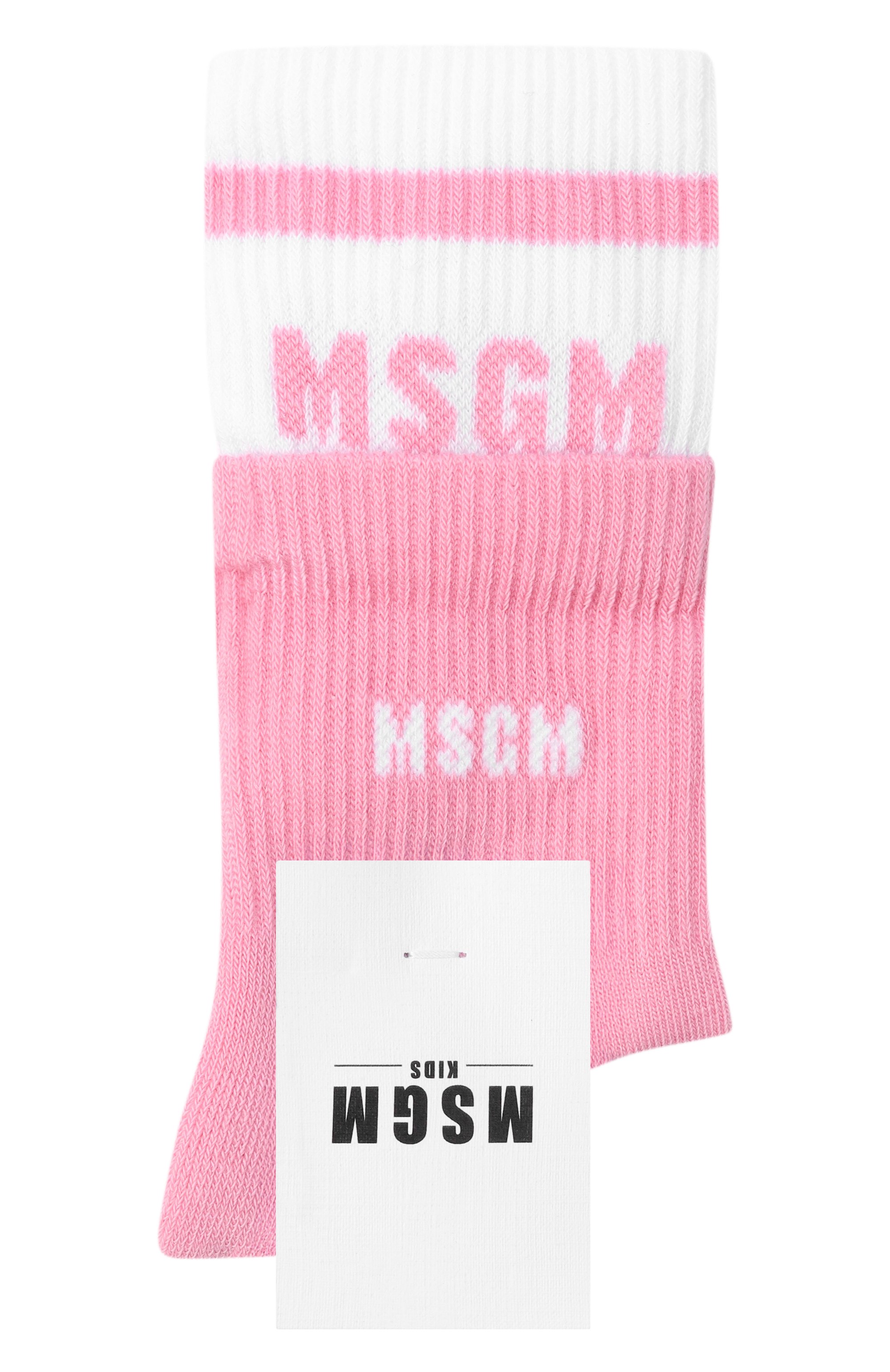 Хлопковые носки MSGM KIDS розового цвета по цене 2995 руб., арт. S6MSJUS0231, фото 1 Хлопковые носки MSGM KIDS, арт. S6MSJUS0231, фото 1
