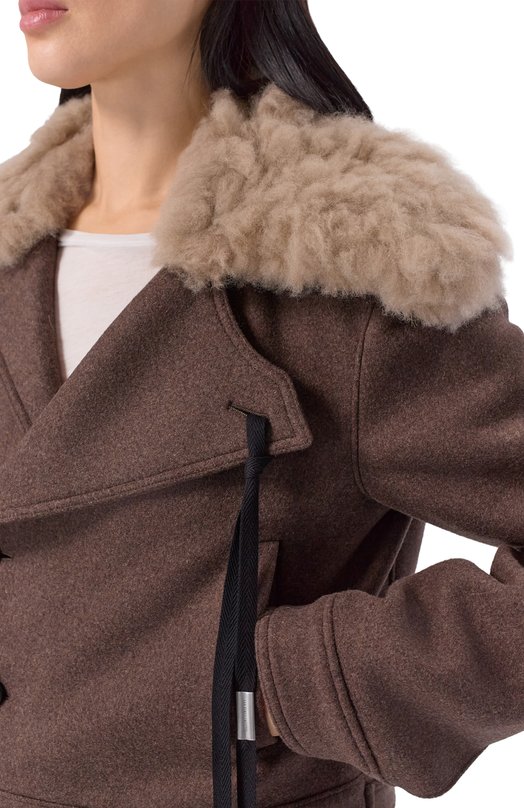 Шерстяная куртка Ann Demeulemeester B0013589/FA674 Коричневый  B0013589/FA674 Фото 5