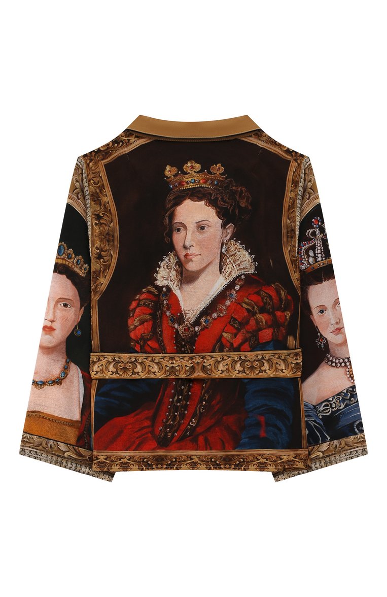 Детское шелковая блузка DOLCE & GABBANA разноцветного цвета, арт. L54S06/G7TRG/2-6 | Фото 2 (Статус проверки: Проверено, Проверена категория; Материал внешний: Шелк; Рукава: Длинные; Случай: Повседневный; Материал сплава: Проверено, Проставлено; Драгоценные камни: Проставлено; Ростовка одежда: 3 года | 98 см)
