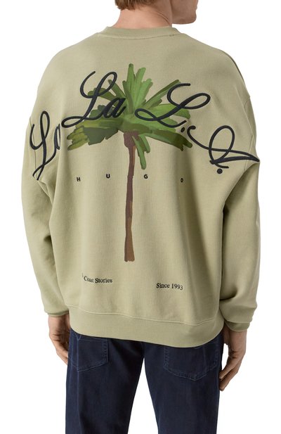Хлопковый свитшот HUGO светло-зеленого цвета по цене 20950 руб., арт. 50538973, фото 4 Хлопковый свитшот HUGO, арт. 50538973, фото 4