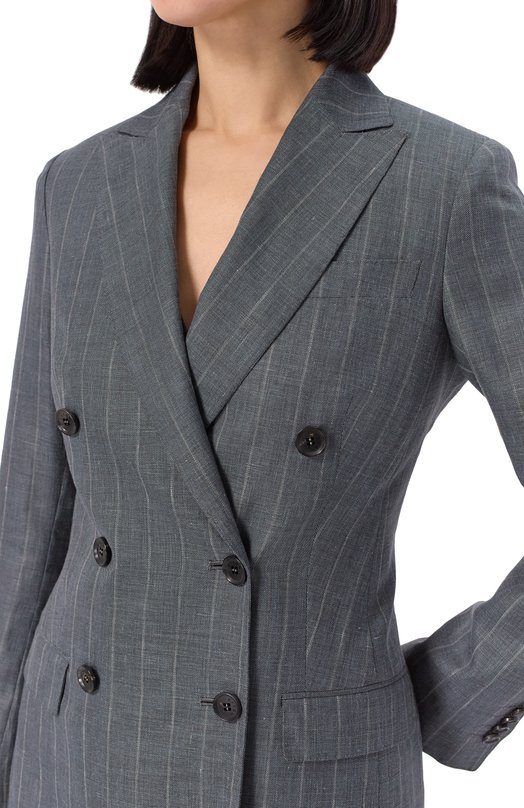 Жакет изо льна и шерсти Kiton D46523K0603E08 Серый  D46523K0603E08 Фото 5