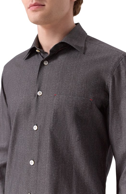 Хлопковая рубашка Kiton UMCNERH0908607 Коричневый  UMCNERH0908607 Фото 5