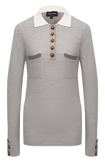 Женский поло из шерсти и льна GIORGIO ARMANI, арт. 6KAF01/AM57Z