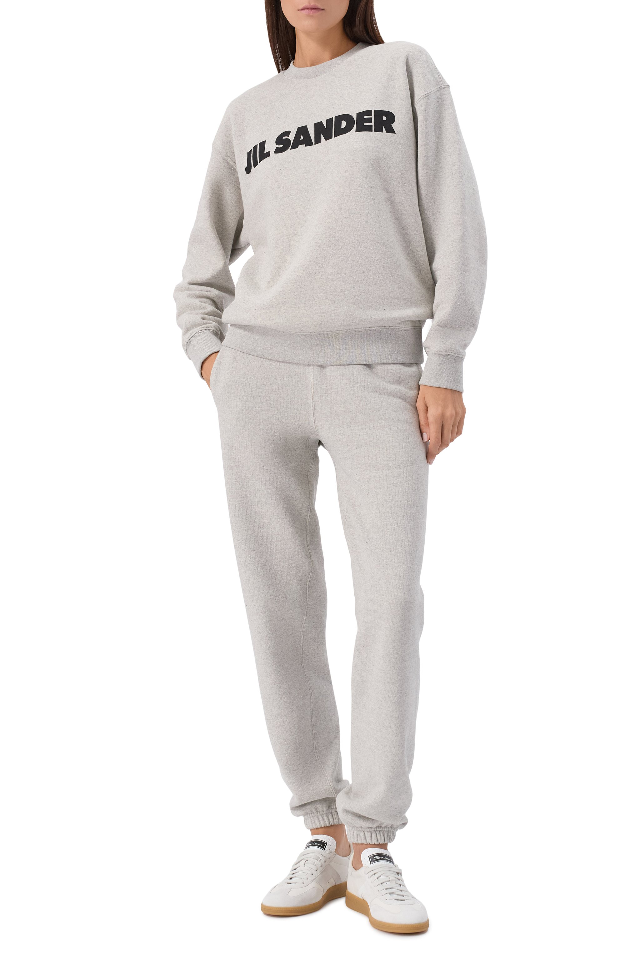 Хлопковые джоггеры JIL SANDER серого цвета по цене 78400 руб., арт. J53KA0006/J20010, фото 2 Хлопковые джоггеры JIL SANDER, арт. J53KA0006/J20010, фото 2