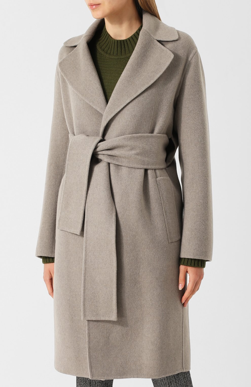 Однотонное кашемировое пальто с поясом BOTTEGA VENETA, арт. 522303/VD0D0, фото 3