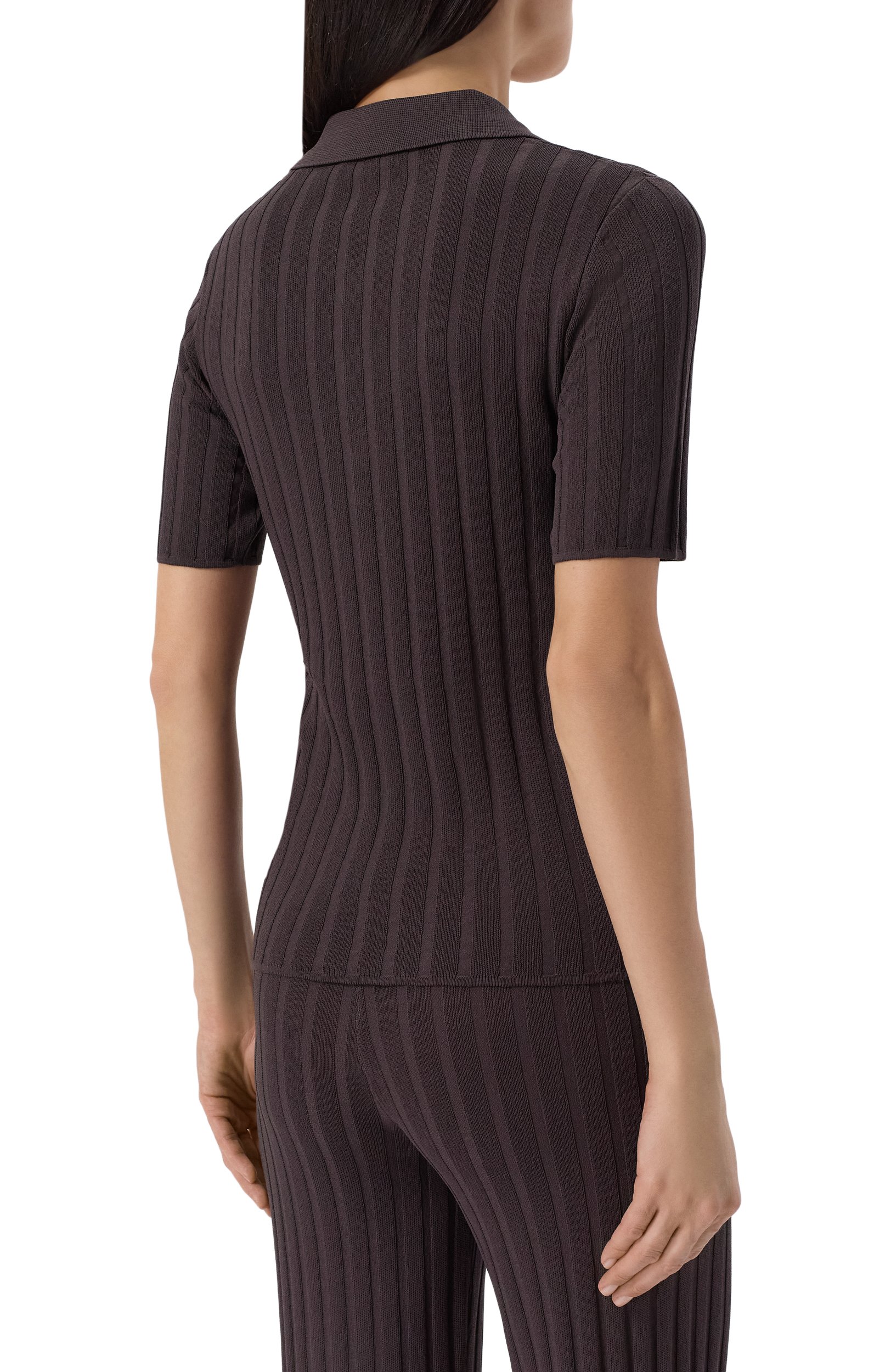 Поло из вискозы SPORTY AND RICH темно-коричневого цвета по цене 28600 руб., арт. WS069711302BR29, фото 4 Поло из вискозы SPORTY AND RICH, арт. WS069711302BR29, фото 4