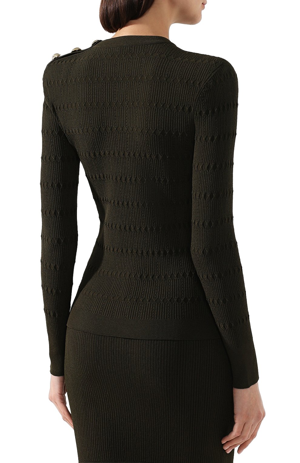 Пуловер BALMAIN хаки цвета по цене 106500 руб., арт. TF13111/K030, фото 4 Пуловер BALMAIN, арт. TF13111/K030, фото 4