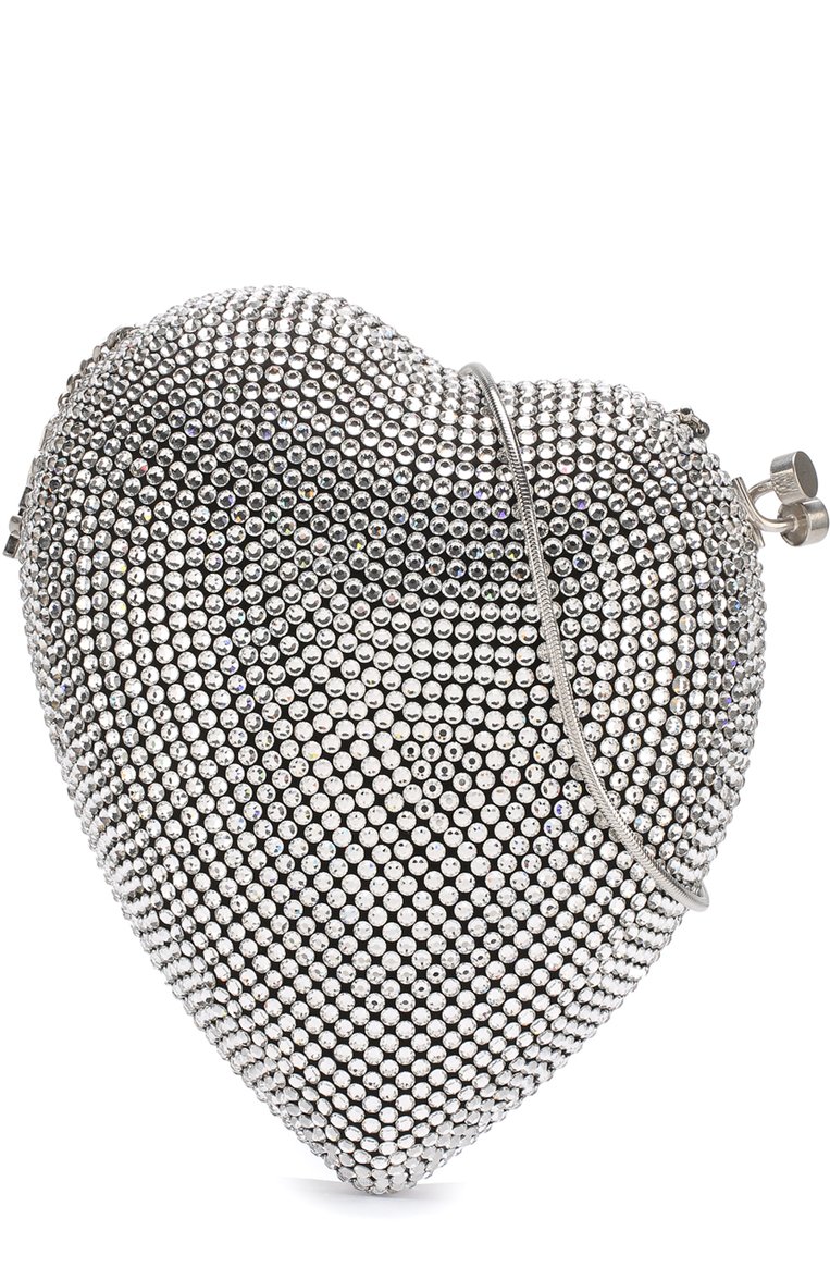Женский клатч love SAINT LAURENT серебряного цвета, арт. 484049/0TR26 | Фото 6 (Женское Кросс-КТ: Клатч-клатчи, Вечерняя сумка; Материал: Натуральная кожа; Размер: mini; Ремень/цепочка: На ремешке)