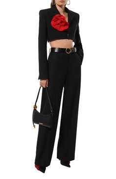 Женская сумка le bisou perle JACQUEMUS черного цвета, арт. 23E/231BA057-3000 | Фото 7 (Размер: medium; Материал: Натуральная кожа; Материал сплава: Проставлено; Драгоценные камни: Проставлено; Сумки-технические: Сумки через плечо)