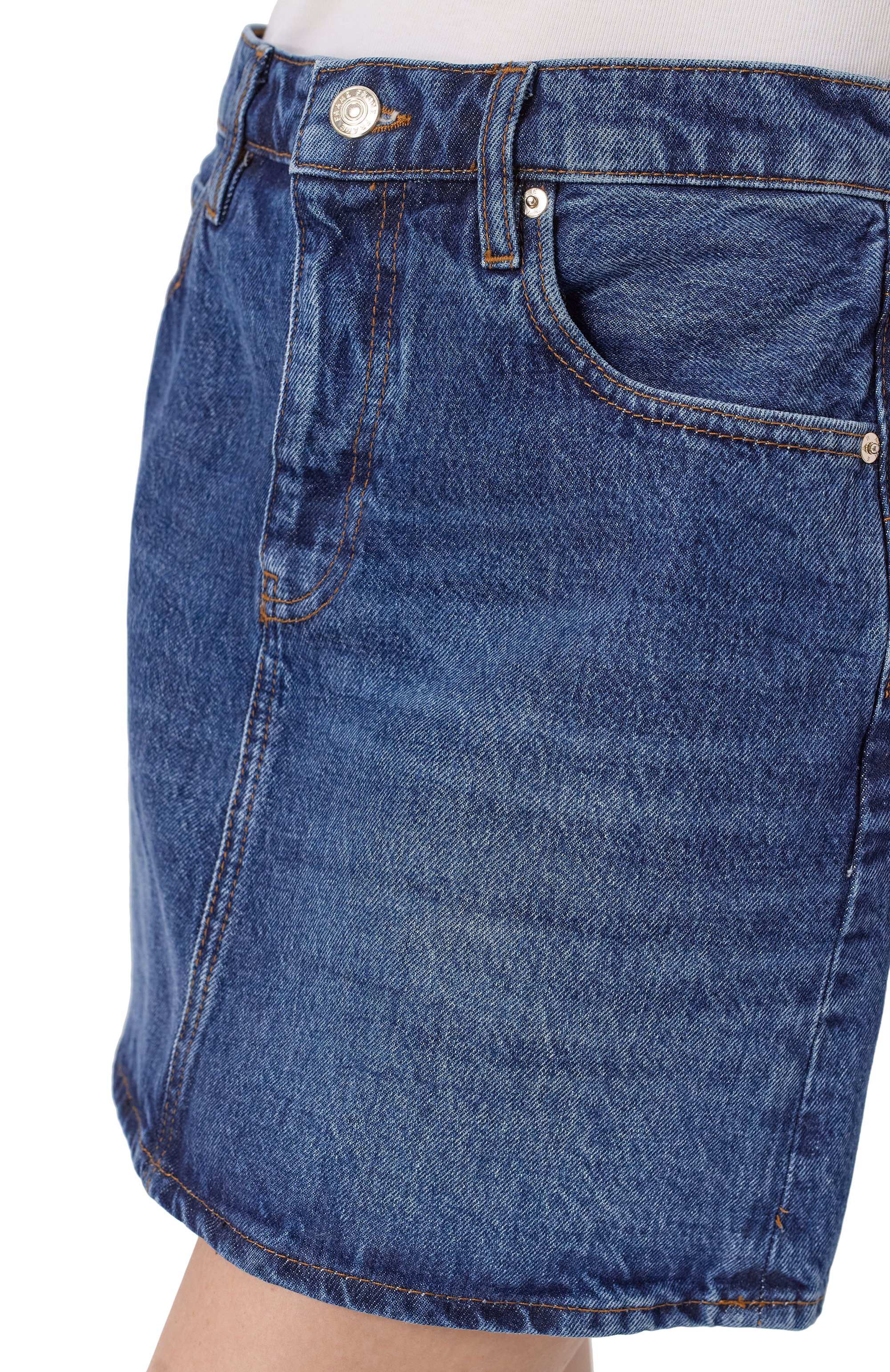 Джинсовая юбка the high FRAME DENIM синего цвета по цене 42850 руб., арт. 5010210/THE HIGH MINI, фото 5 Джинсовая юбка the high FRAME DENIM, арт. 5010210/THE HIGH MINI, фото 5