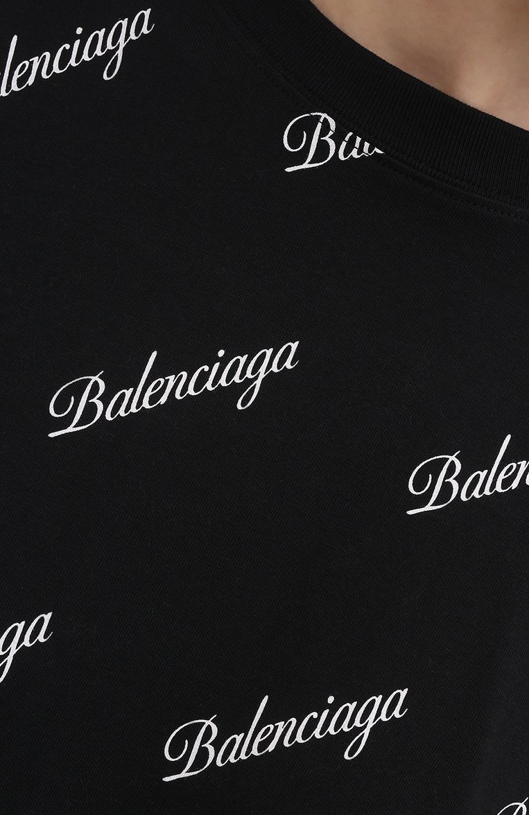 Женское хлопковое платье BALENCIAGA черного цвета, арт. 646221/TJVJ5 | Фото 5 (Длина Ж (юбки, платья, шорты): До колена; Материал внешний: Хлопок; Женское Кросс-КТ: Платье-одежда; Случай: Повседневный; Стили: Спорт-шик; Региональные ограничения белый список (Axapta Mercury): RU; Рукава: Короткие; Драгоценные камни: Проставлено; Материал сплава: Проставлено)