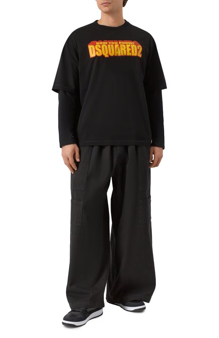Мужская хлопковая футболка DSQUARED2 черного цвета, арт. S71GD1553/S23009 | Фото 2 (Материал сплава: Проставлено; Рукава: Короткие; Материал внешний: Хлопок; Длина (для топов): Стандартные; Драгоценные камни: Проставлено)
