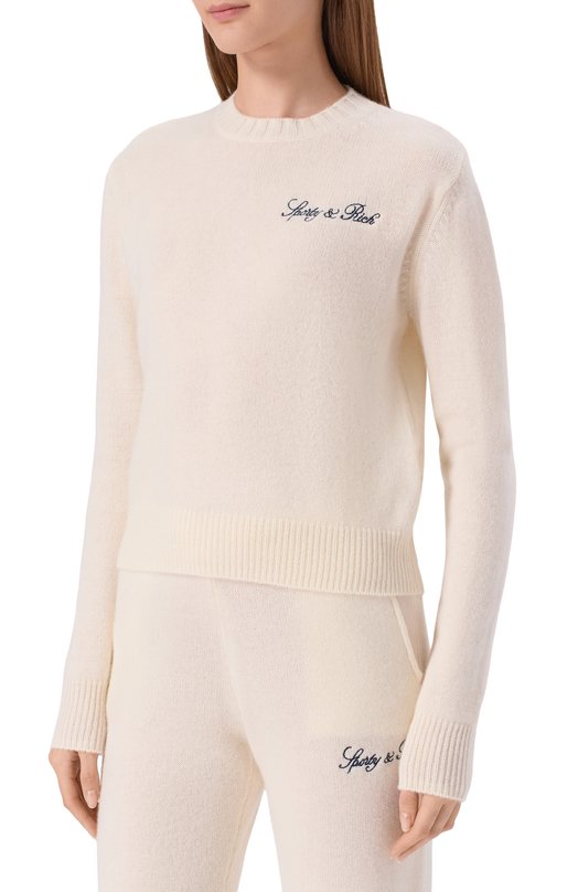 Свитер из кашемира и шерсти Sporty and Rich WS012508232CR01 Кремовый  WS012508232CR01 Фото 3